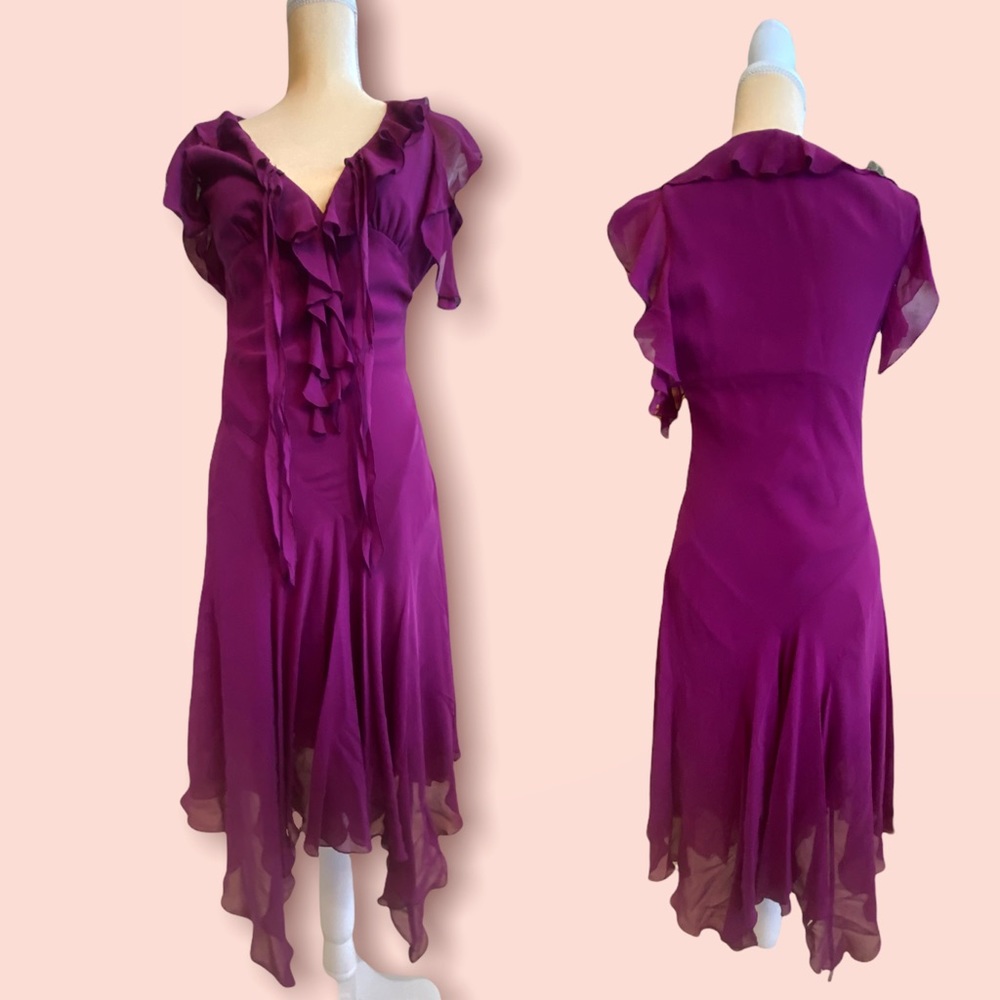 Vintage purple silk dress. 100% silk. Size 4.